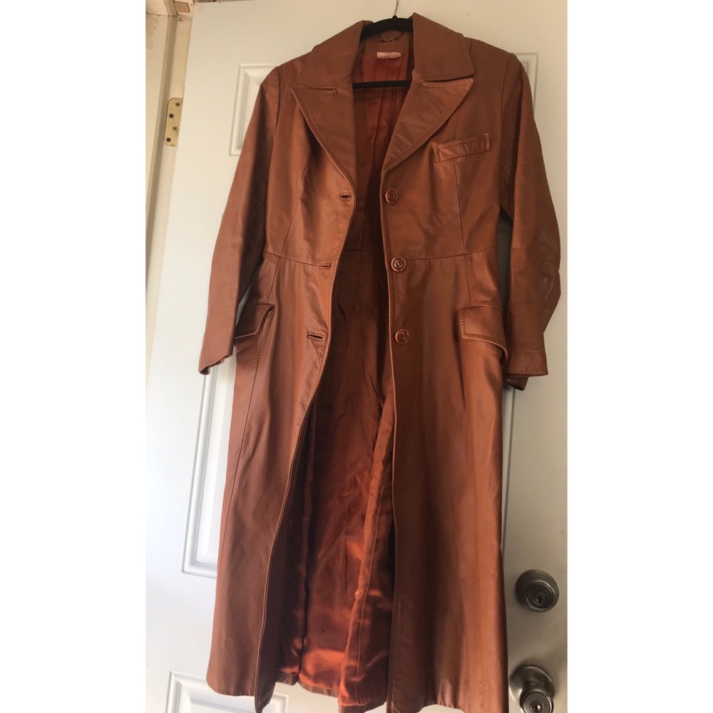 Vintage Brown Leather Trenchcoat